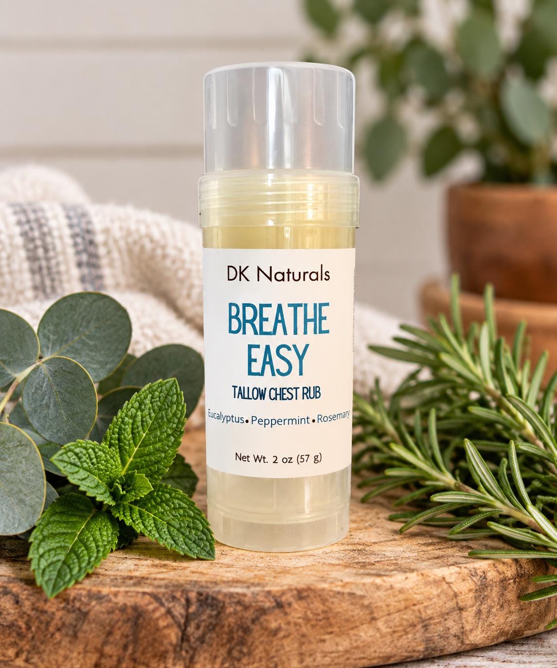 Breathe Easy Tallow Balm Stick – Eucalyptus + Peppermint