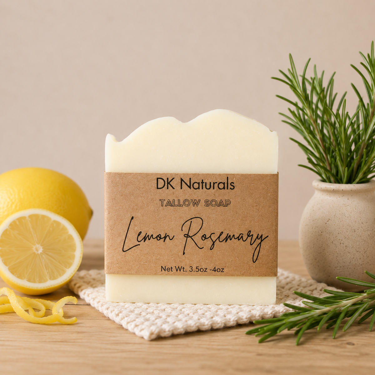 Lemon Rosemary Tallow Bar Soap