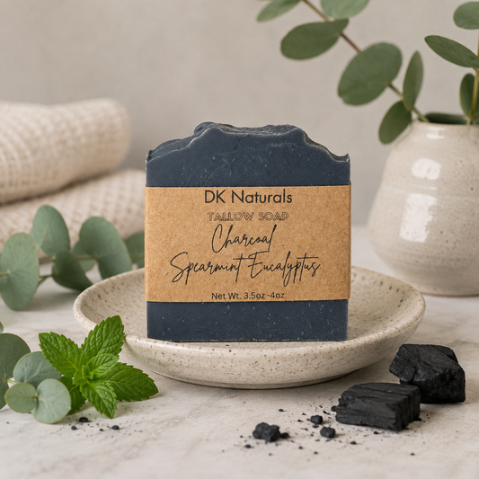Charcoal Spearmint Eucalyptus Tallow Bar Soap