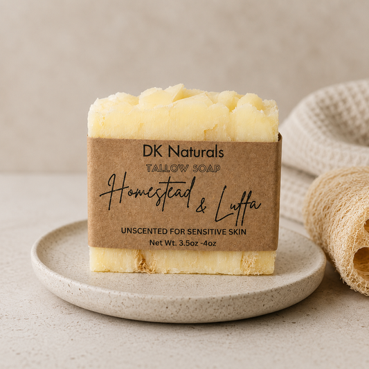 UNSCENTED WITH LUFFA Tallow Bar Soap